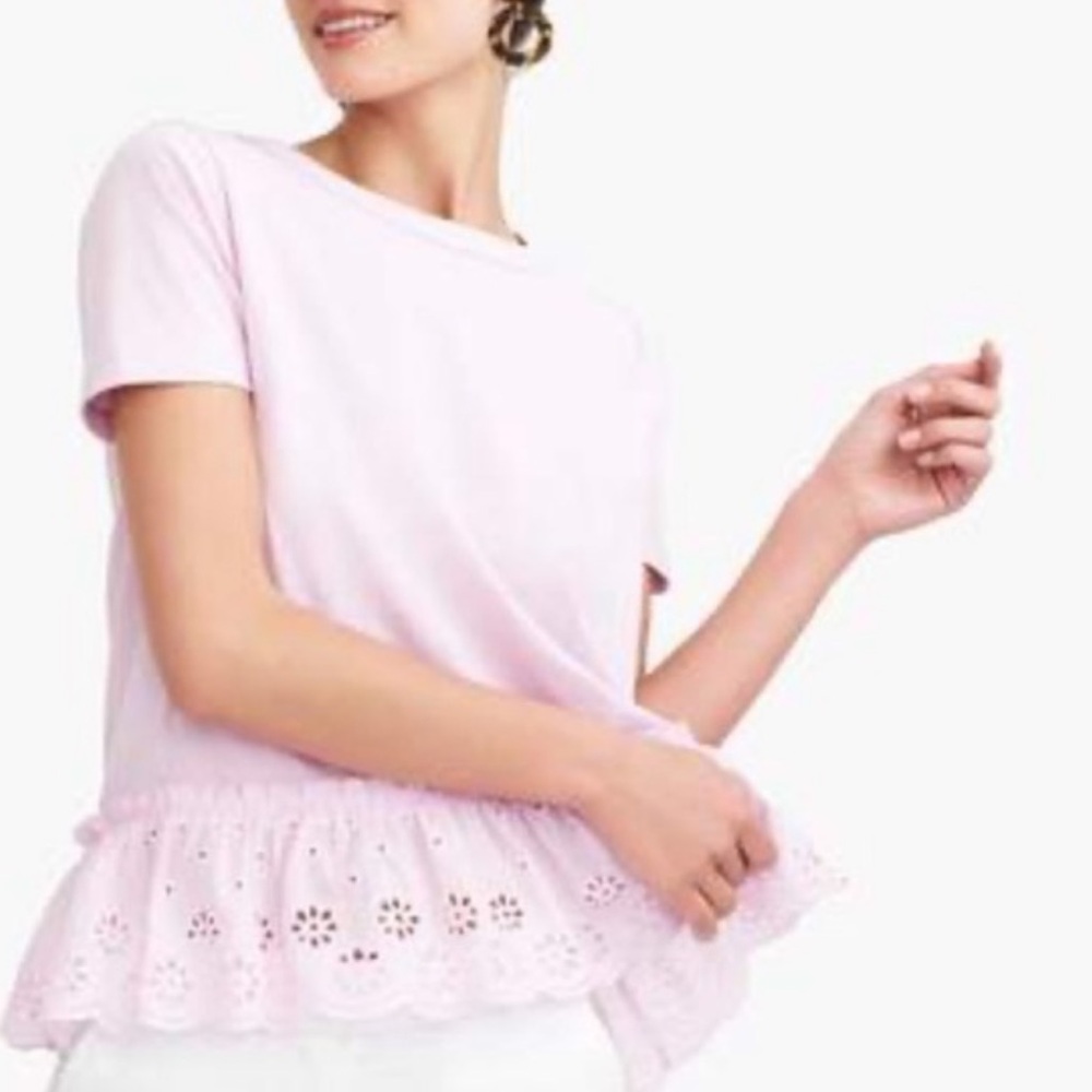 J.Crew pink ruffle bottom shirt